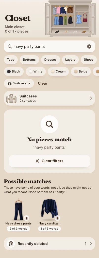 Possible matches · sample search